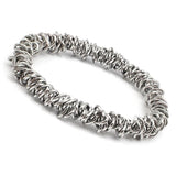 Stainless Steel Chain Link Silver Charm Stretch Bracelet