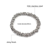 Stainless Steel Chain Link Silver Charm Stretch Bracelet