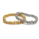 Stainless Steel Chain Link Silver Charm Stretch Bracelet