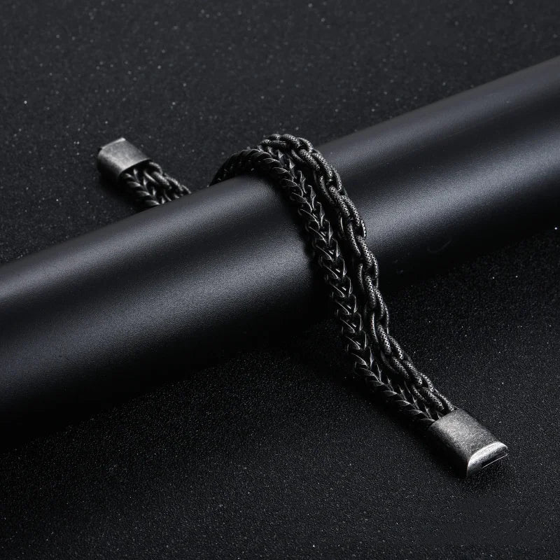 Stainless Steel Chain Men Bracelet Punk Hand Accessories Magnetic Clasp