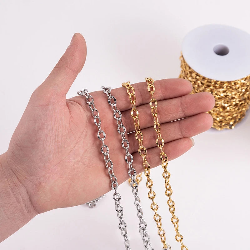 5m Stainless Steel Chain Gold/Silver Link for Necklace Bracelet