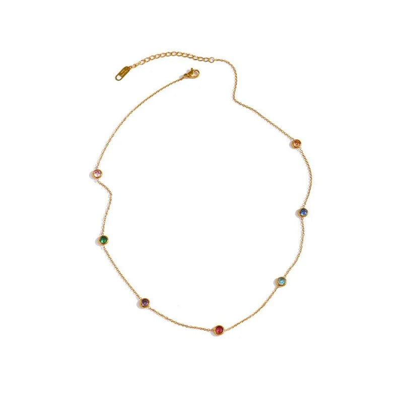 Dainty CZ Collar Necklace Stainless Steel Chain Party Gift