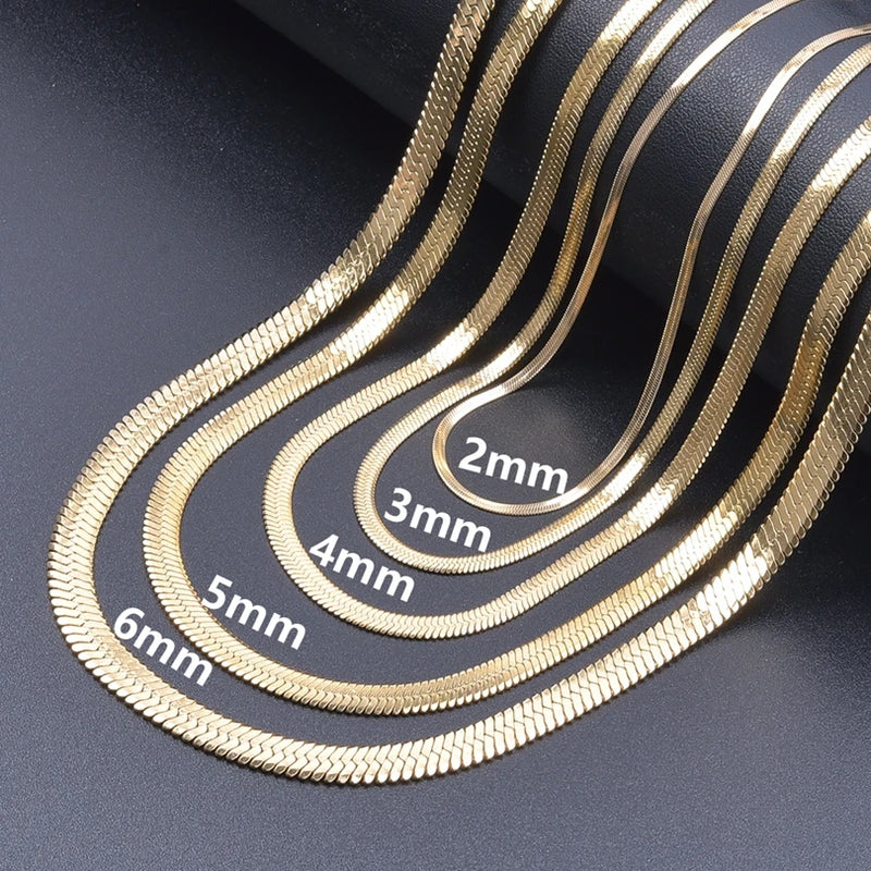 2/3/4/5/6mm Stainless Steel Chain Necklace Unisex Snake Chain Necklace