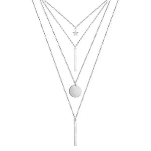 Stainless Steel Pentacle Star Moon Bar Necklaces
