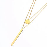 Stainless Steel Pentacle Star Moon Bar Necklaces