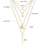 Stainless Steel Pentacle Star Moon Bar Necklaces