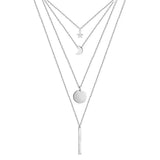 Stainless Steel Pentacle Star Moon Bar Necklaces