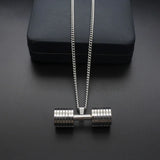 Stainless Steel Chain Punk Dumbbell Pendants Fitness Bodybuilding Gym Necklace