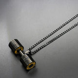 Stainless Steel Chain Punk Dumbbell Pendants Fitness Bodybuilding Gym Necklace