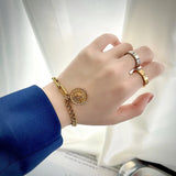Stainless Steel Charm Bracelet Elizabeth Coin Chunky OT Buckle Bracelets Women