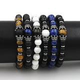 Tiger Eye Stone Crown Bracelet Stainless Steel Charm Friendship Jewelry