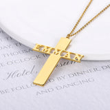 Stainless Steel Charm Choker Cross Name Necklace Pendant For Women