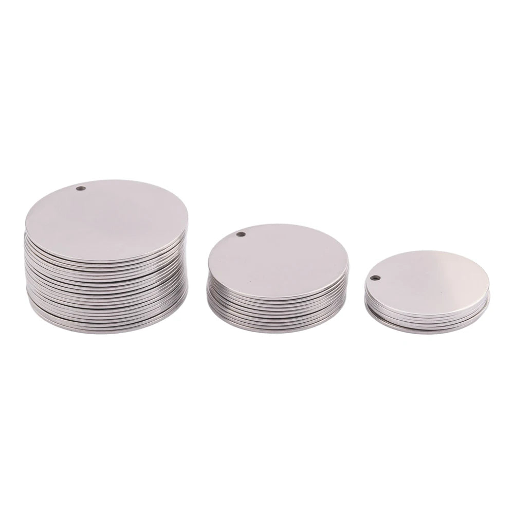 Stainless Steel Round Disc Charms Dog Tags Jewelry Findings