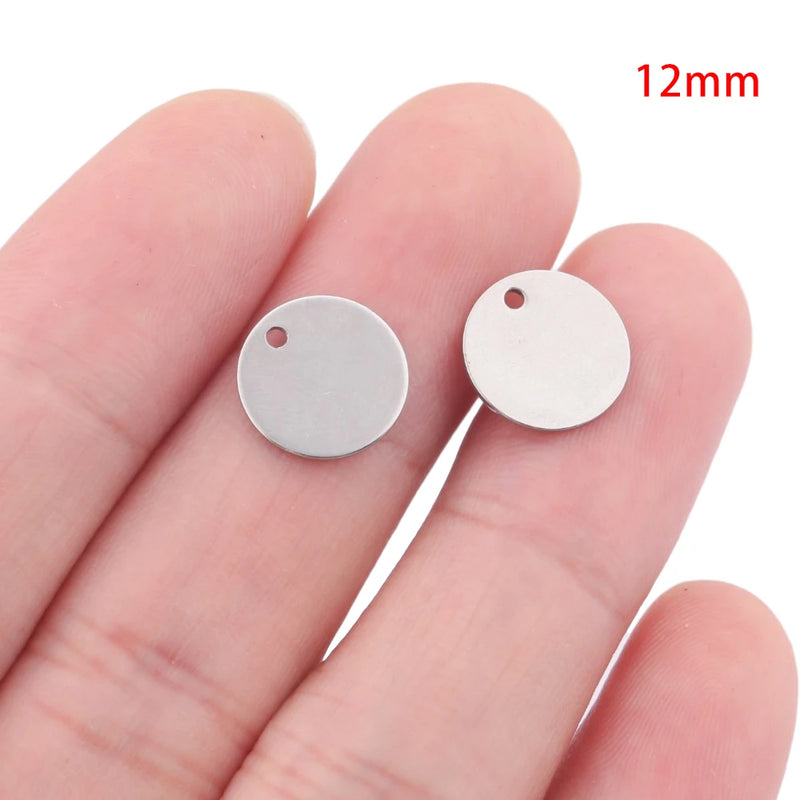 Stainless Steel Round Disc Charms Dog Tags Jewelry Findings