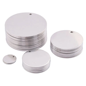 Stainless Steel Round Disc Charms Dog Tags Jewelry Findings
