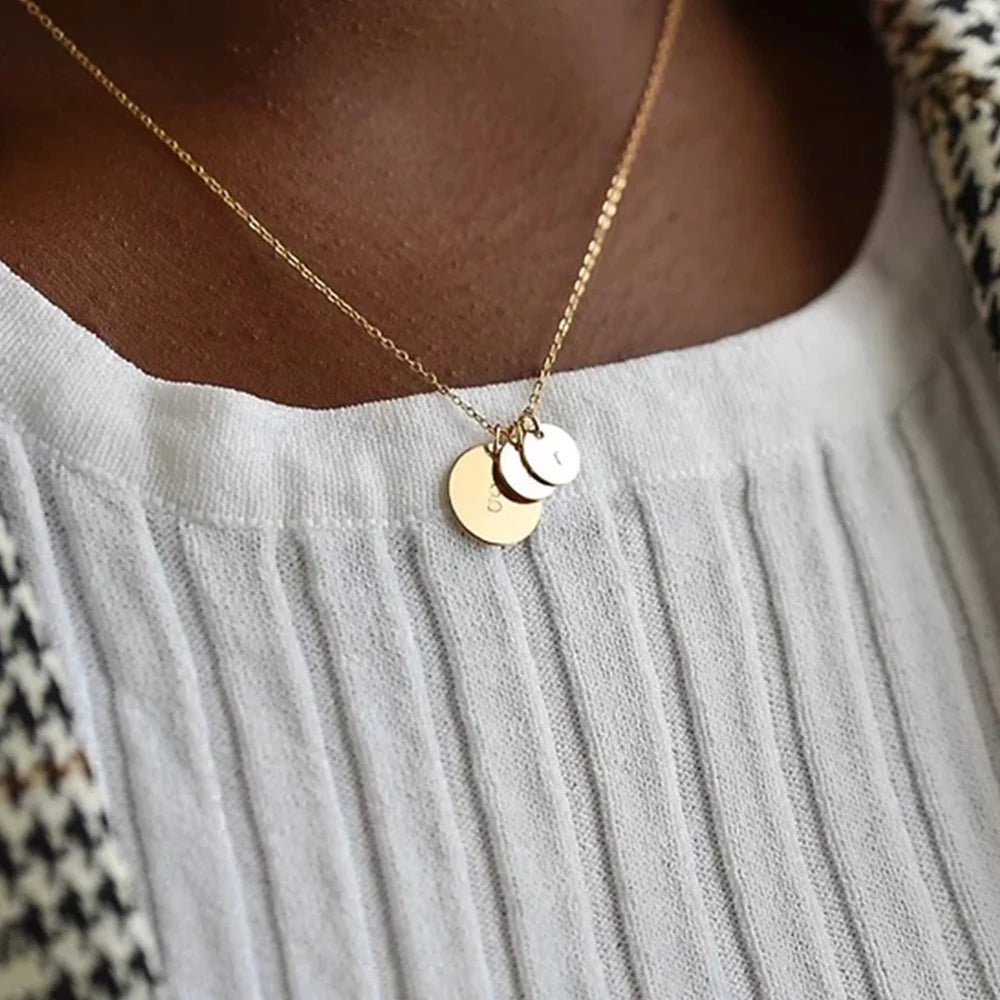 Stainless Steel Round Disc Charms Dog Tags Jewelry Findings