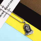 Stainless Steel Jesus Head Pendant Necklace Religious Gift
