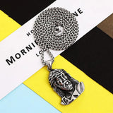 Stainless Steel Jesus Head Pendant Necklace Religious Gift