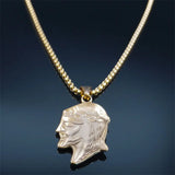 Stainless Steel Crucifix Pendant Necklace Silver Jesus Head Chain