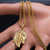 Stainless Steel Crucifix Pendant Necklace Silver Jesus Head Chain