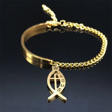 Stainless Steel Cross Jesus Bracelet for Women Bangle Jewelry