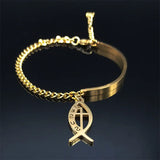 Stainless Steel Cross Jesus Bracelet for Women Bangle Jewelry