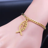 Stainless Steel Cross Jesus Bracelet for Women Bangle Jewelry
