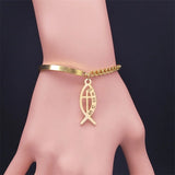 Stainless Steel Cross Jesus Bracelet for Women Bangle Jewelry