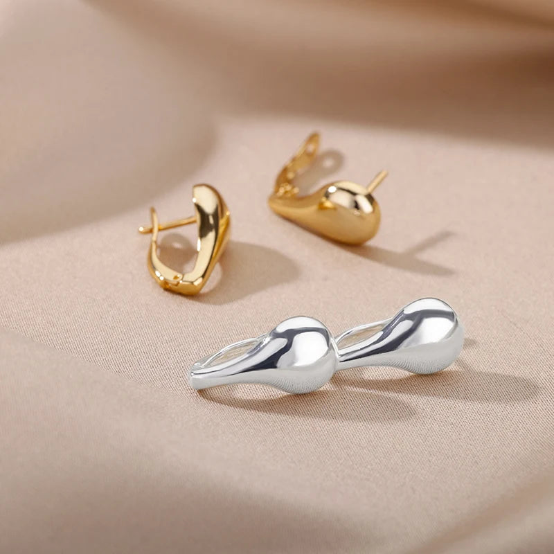 Chunky Hoop Earrings For Women Vintage Geometry Water Droplets