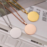 Stainless Steel Circle Bar Necklace Engraved Name Metal Round Tag Necklace