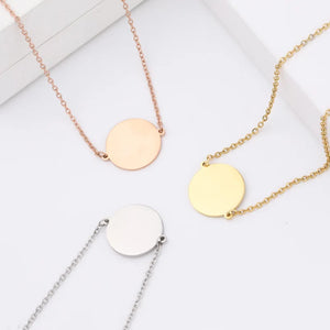 Stainless Steel Circle Charm Necklace Blank For Engrave 10pcs