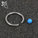Stainless Steel Circle Fire Opal Stone Ball BCR Captive Bead Rings