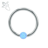 Stainless Steel Circle Fire Opal Stone Ball BCR Captive Bead Rings