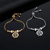 Stainless Steel Tree of Life Bracelet Crystal Zircon Snake Chain Jewelry