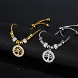 Stainless Steel Tree of Life Bracelet Crystal Zircon Snake Chain Jewelry