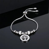 Stainless Steel Tree of Life Bracelet Crystal Zircon Snake Chain Jewelry