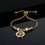 Stainless Steel Tree of Life Bracelet Crystal Zircon Snake Chain Jewelry