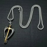 Stainless Steel Winged Sword Cross Pendant Men's Necklace