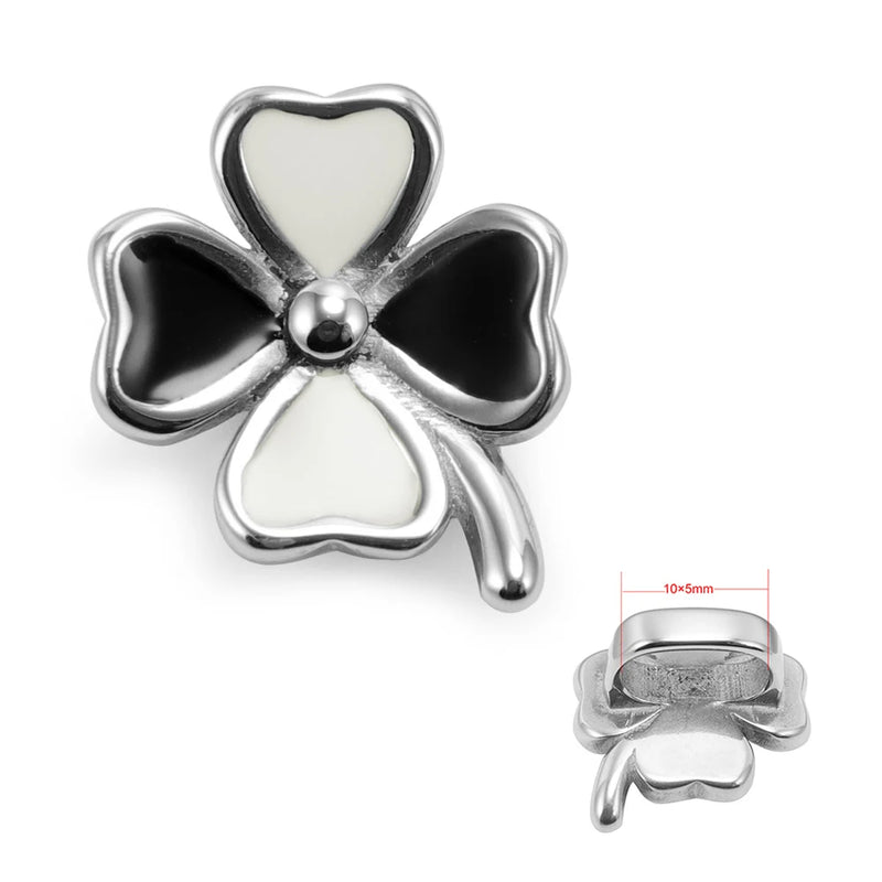 10*5mm Stainlss Steel Clover Slide Charms for Leather Bracelet Making