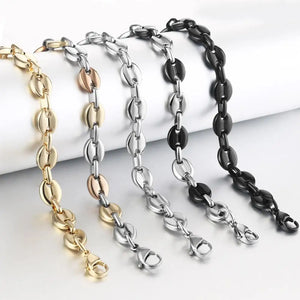 Stainless Steel Coffee Beans Chain Bracelet 9mm Hip Hop Jewelry