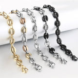 Stainless Steel Coffee Beans Chain Bracelet 9mm Hip Hop Jewelry