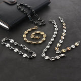 Stainless Steel Coffee Beans Chain Bracelet 9mm Hip Hop Jewelry