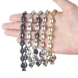 Stainless Steel Coffee Beans Chain Bracelet 9mm Hip Hop Jewelry