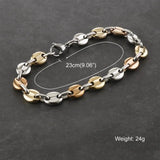 Stainless Steel Coffee Beans Chain Bracelet 9mm Hip Hop Jewelry