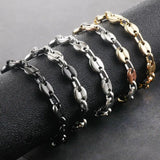 Stainless Steel Coffee Beans Chain Bracelet 9mm Hip Hop Jewelry