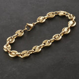 Stainless Steel Coffee Beans Chain Bracelet 9mm Hip Hop Jewelry