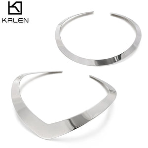 Stainless Steel V Shape Choker Necklace Collares Jewelry