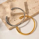 18K Plated Stainless Steel Open Bangle Glossy Bracelet