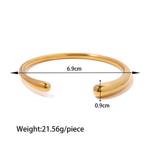 18K Plated Stainless Steel Open Bangle Glossy Bracelet