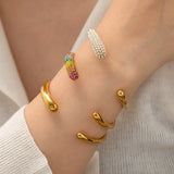 18K Plated Stainless Steel Open Bangle Glossy Bracelet